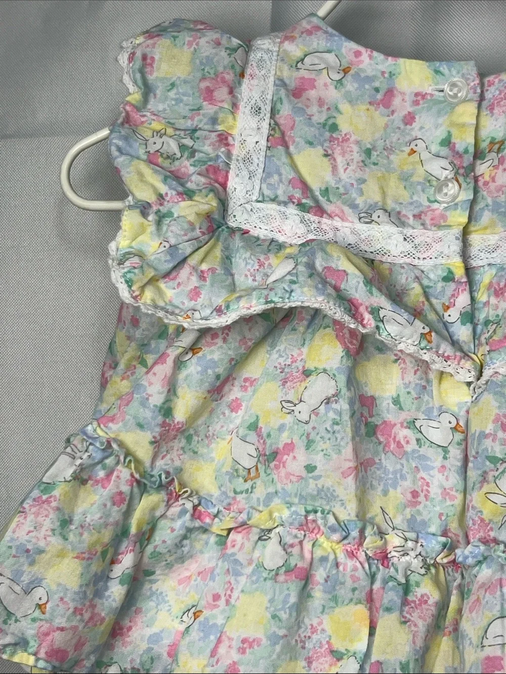 Janie and Jack Pastel Floral Ruffle Dress & Diaper Cover - Pink, Yellow, Blue